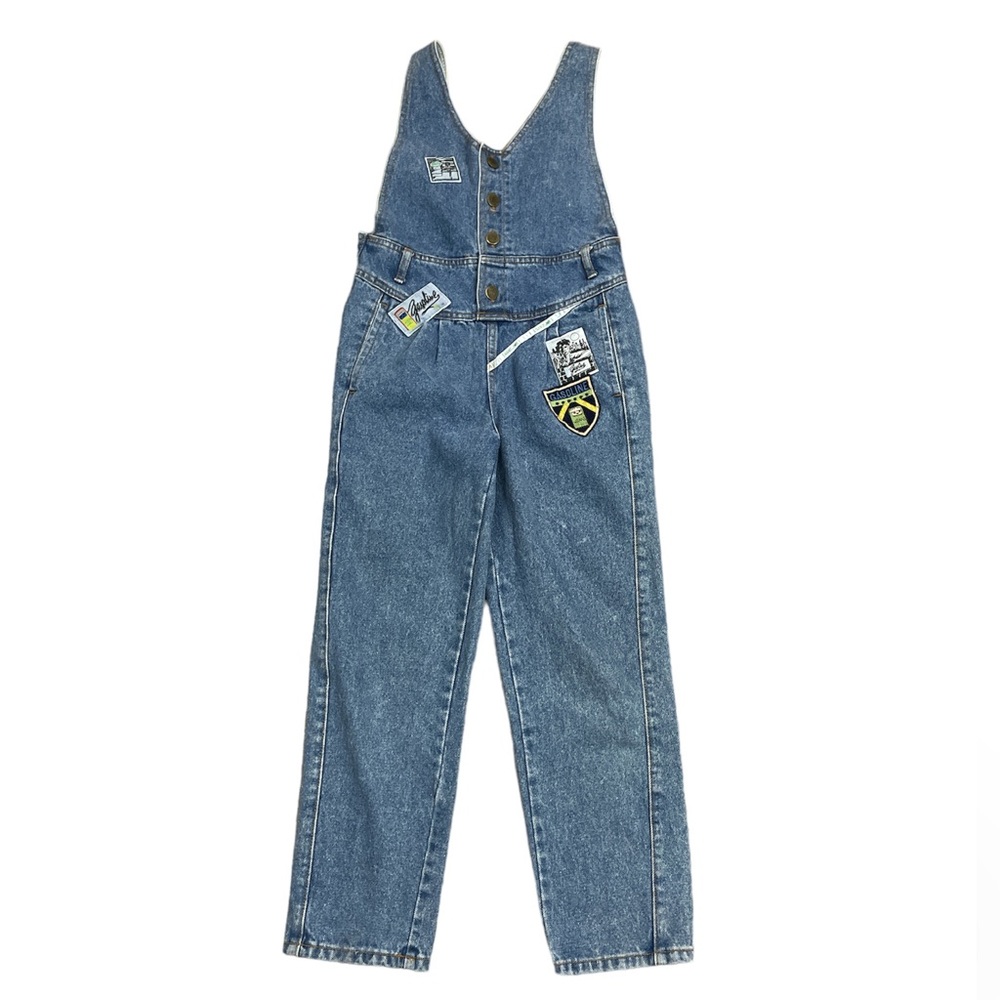 Vintage Gasoline Patch Bib Overalls Jean Denim Girl’s Size Medium 1980s